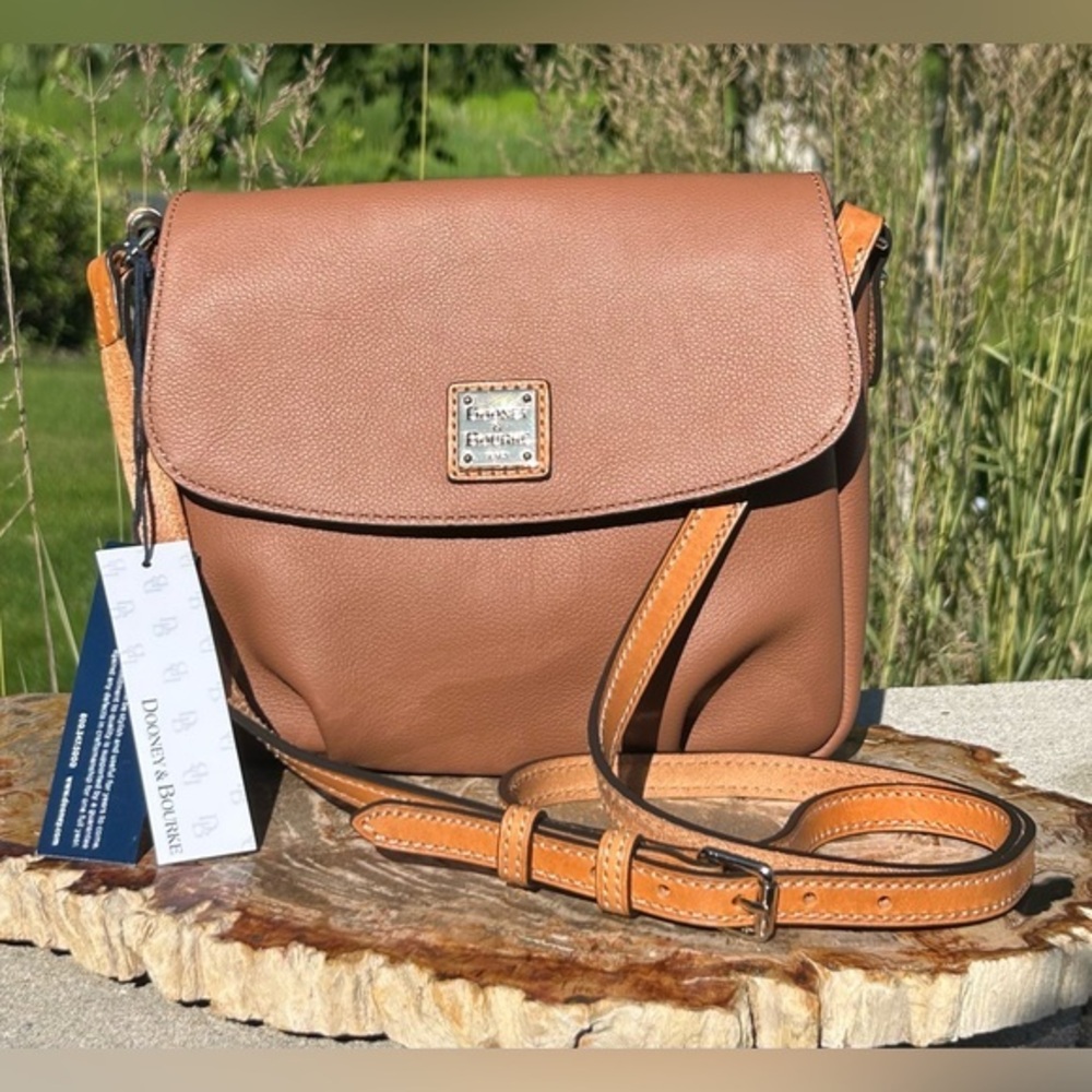 Dooney & Bourke Flap Crossbody Dark Taupe Brown Pebble Leather NWT